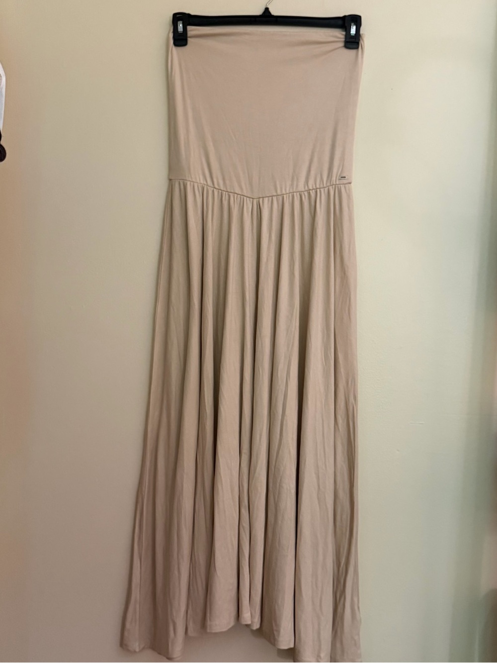 Beige Strapless Maxi Dress + Fold-over Skirt (2 in 1)